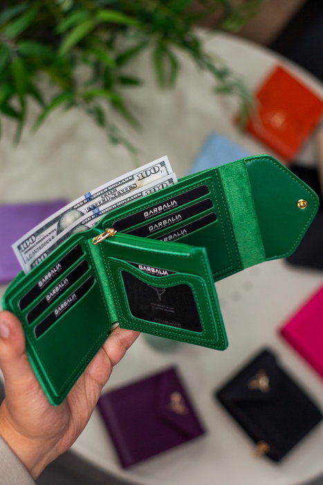 Zoozie Bags Cartera de Mujer Verde de Cuero PU Elegante y Práctica, 12x10x1.5 cm